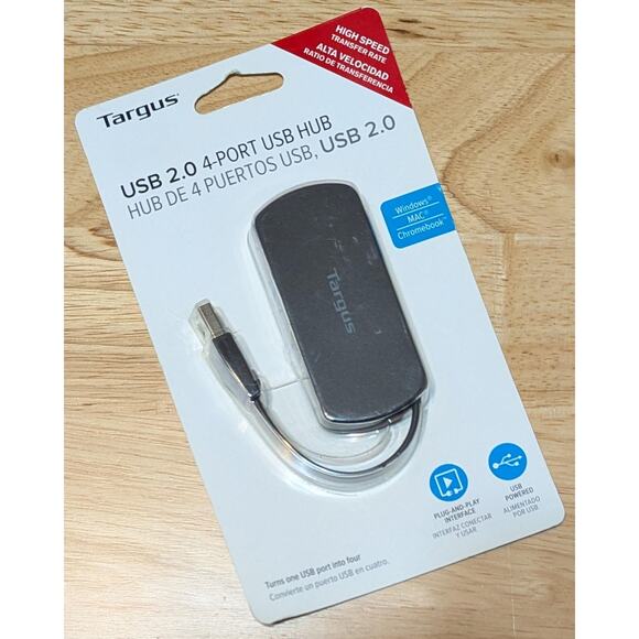 Targus USB 2.0 4-Port USB Hub High Speed Plug-and-Play Windows Mac Chromebook PC - Picture 3 of 8